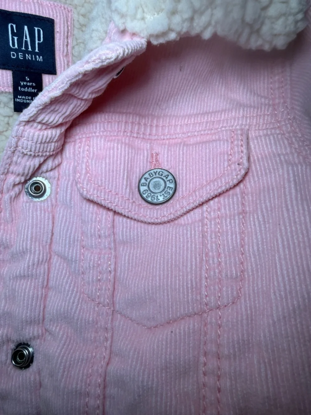 GAP Little Girl Pink Corduroy Sherpa Lined Jacket 4T 5T